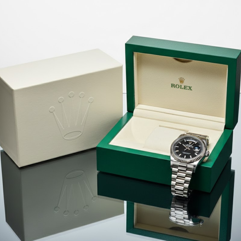 Rolex Day-Date 36 Everose Gold Index Black Dial